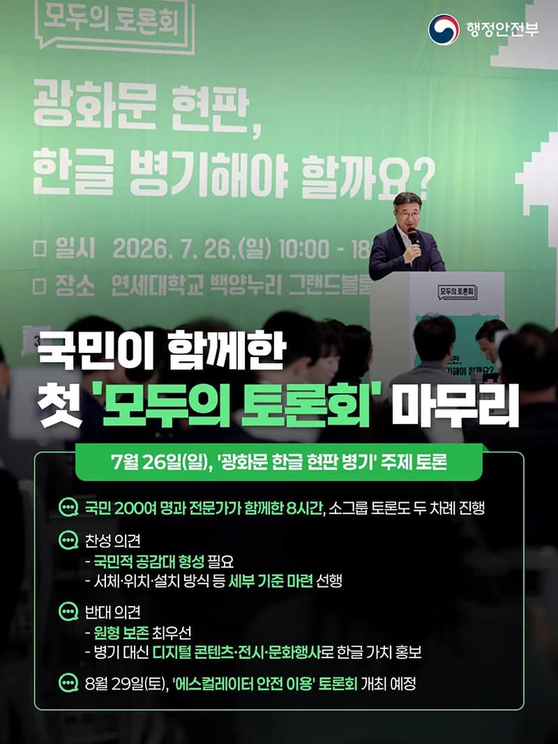 광화문 한글 현판 두고 200명 8시간 토론