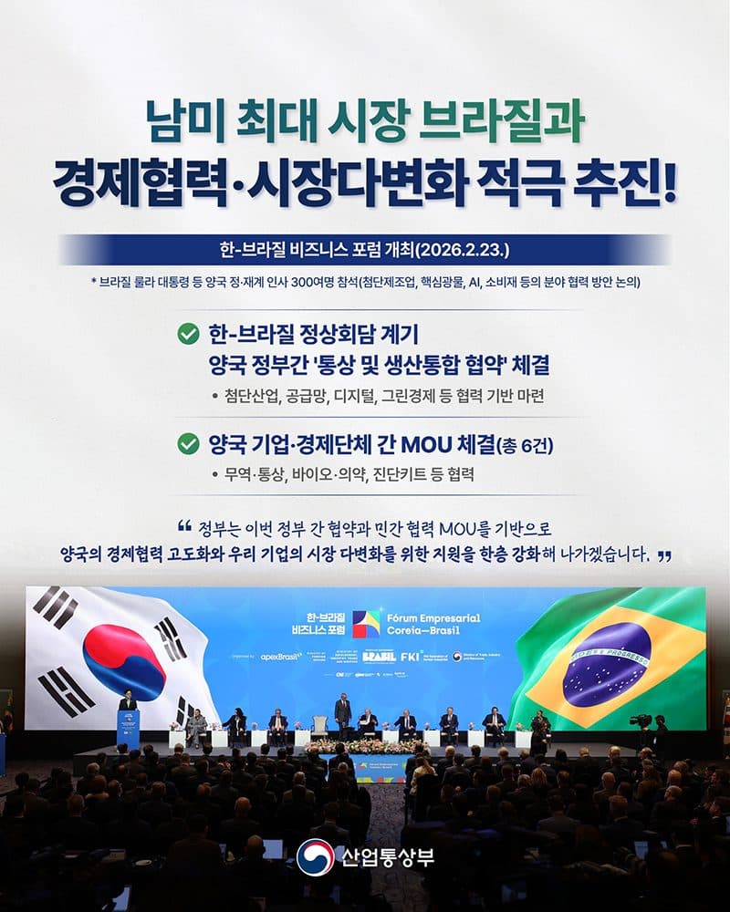 브라질과 생산 동맹, 한국 경제 특정 국가 의존도 해소한다
