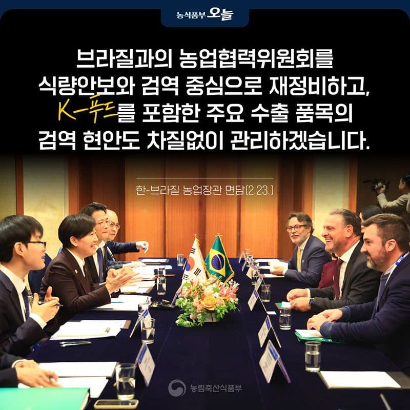한-브라질 농업협력 재편, K-푸드 수출 고속도로 연다