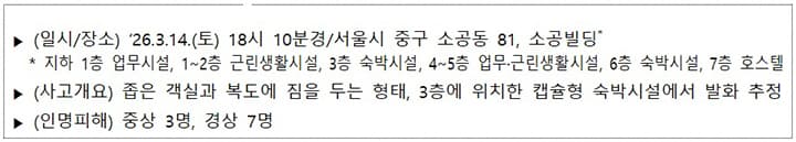 서울 숙박시설 5481곳 긴급점검으로 대형 화재 막는다