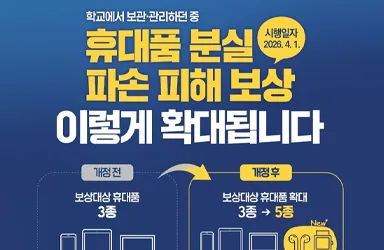 학교 휴대품 보상 5종 200만 원으로 확대