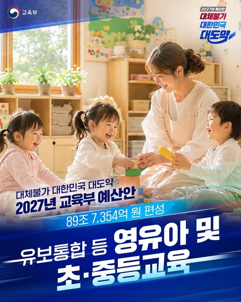 3세 반까지 유보통합 확대…내년 영유아·초중등교육 예산 89조원