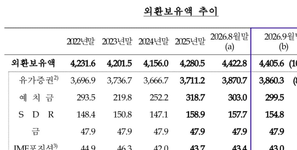 외환보유액 넉 달 만에 감소…한미전략투자공사 자산 위탁·운용 수익금 투입 영향