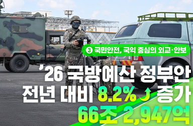 미래전 승리 위한 2026년 국방 예산안, 8.2% 증액 편성…한국형 3축체계·AI 강군 집중 투자